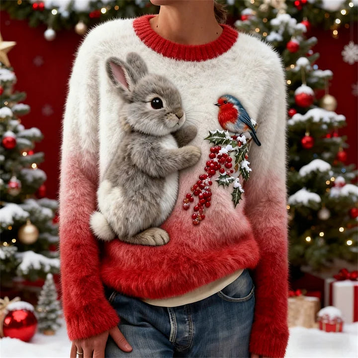 Suzette – Pluche Trui Met Kerstkonijn