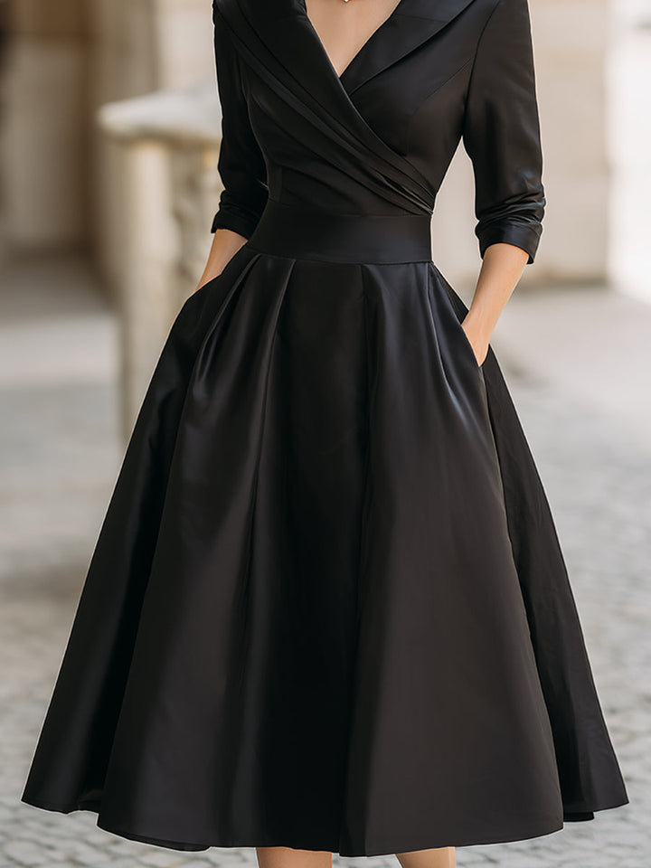 Dharmay | Elegante Lange Mouw Midi-jurk