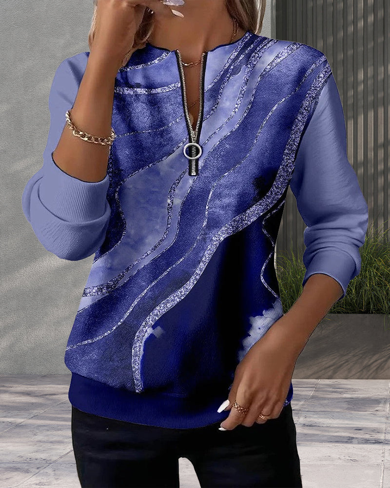 Vellaro™ – Half-zip Sweatshirt met Vintage Print