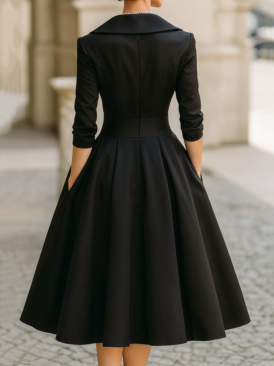 Dharmay | Elegante Lange Mouw Midi-jurk