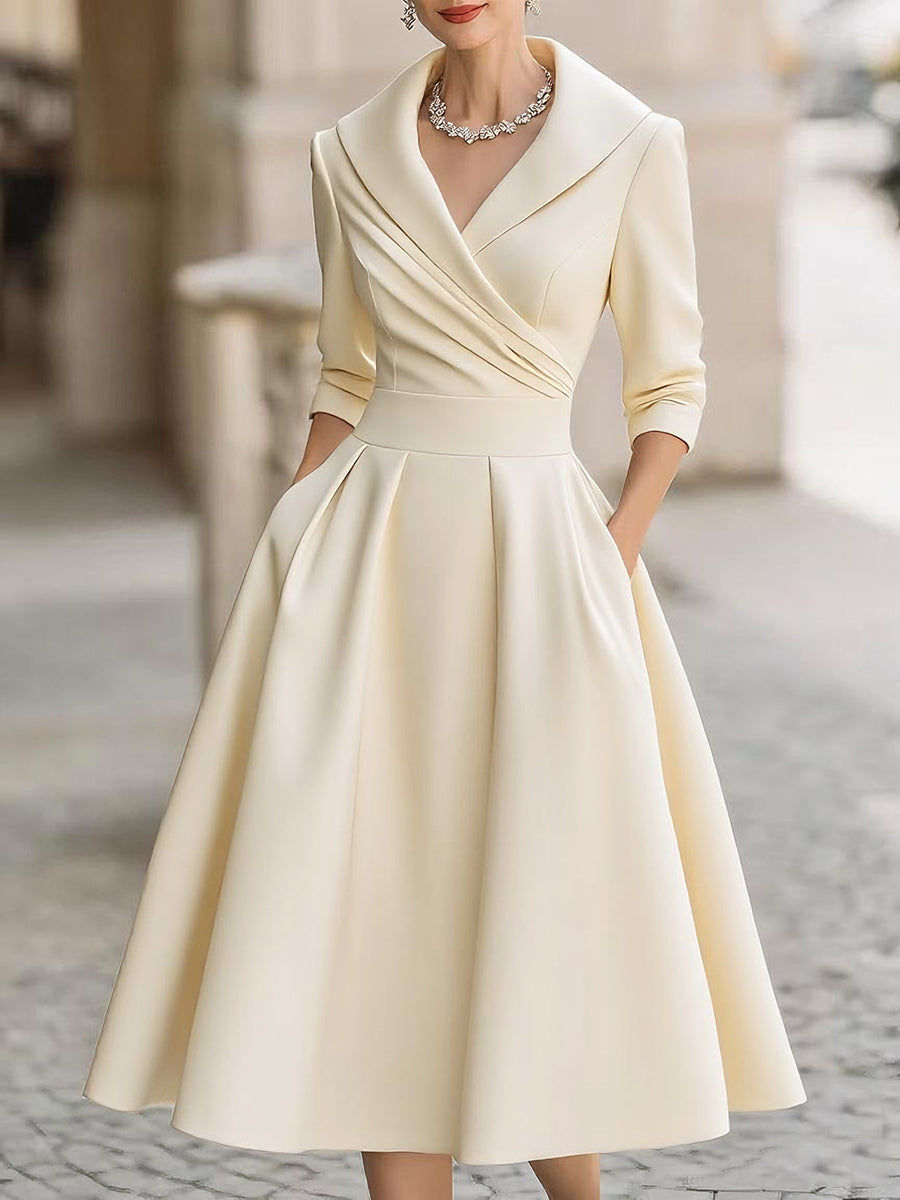 Dharmay | Elegante Lange Mouw Midi-jurk