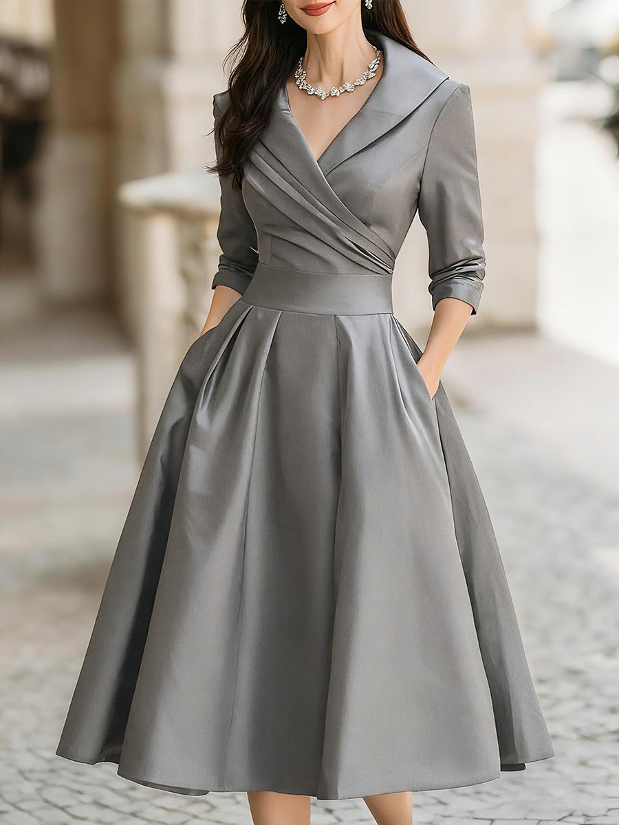 Dharmay | Elegante Lange Mouw Midi-jurk
