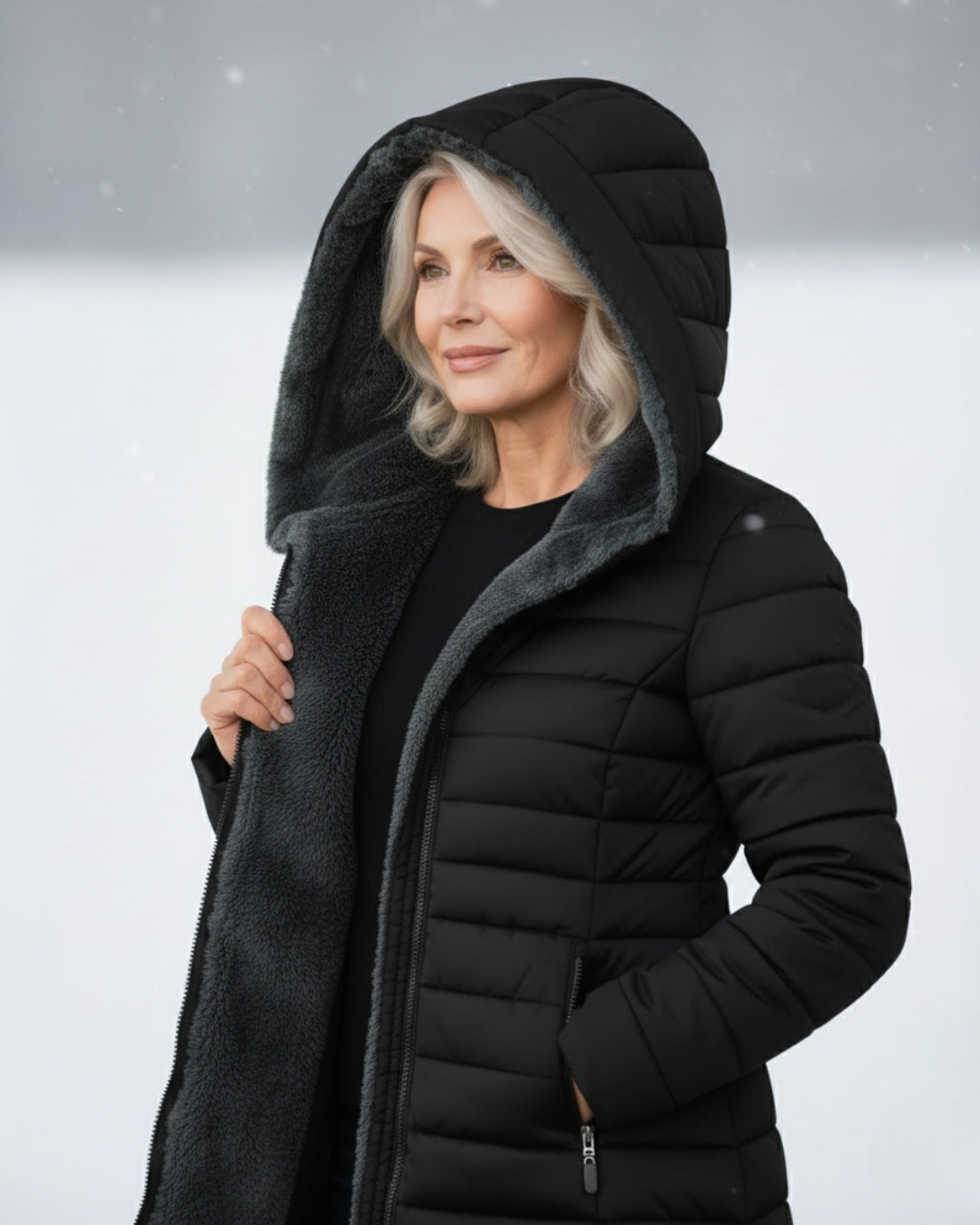 Elena – Gewatteerde winterjas met capuchon