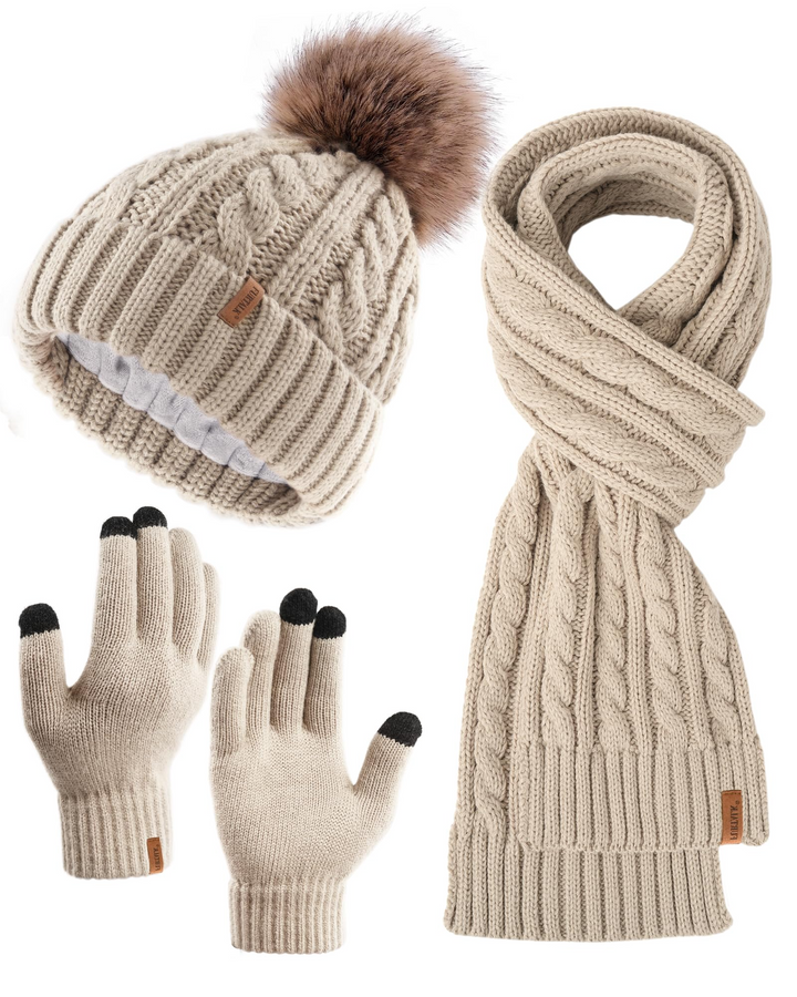 Winter Elegante set van muts-sjaal-handschoenen