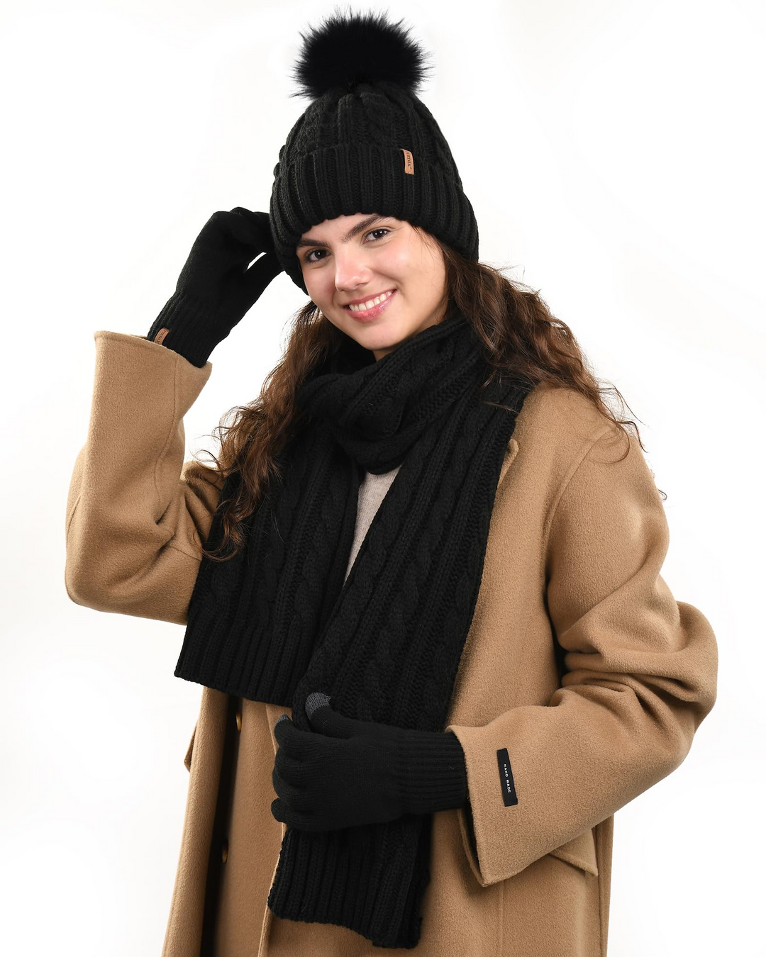Winter Elegante set van muts-sjaal-handschoenen
