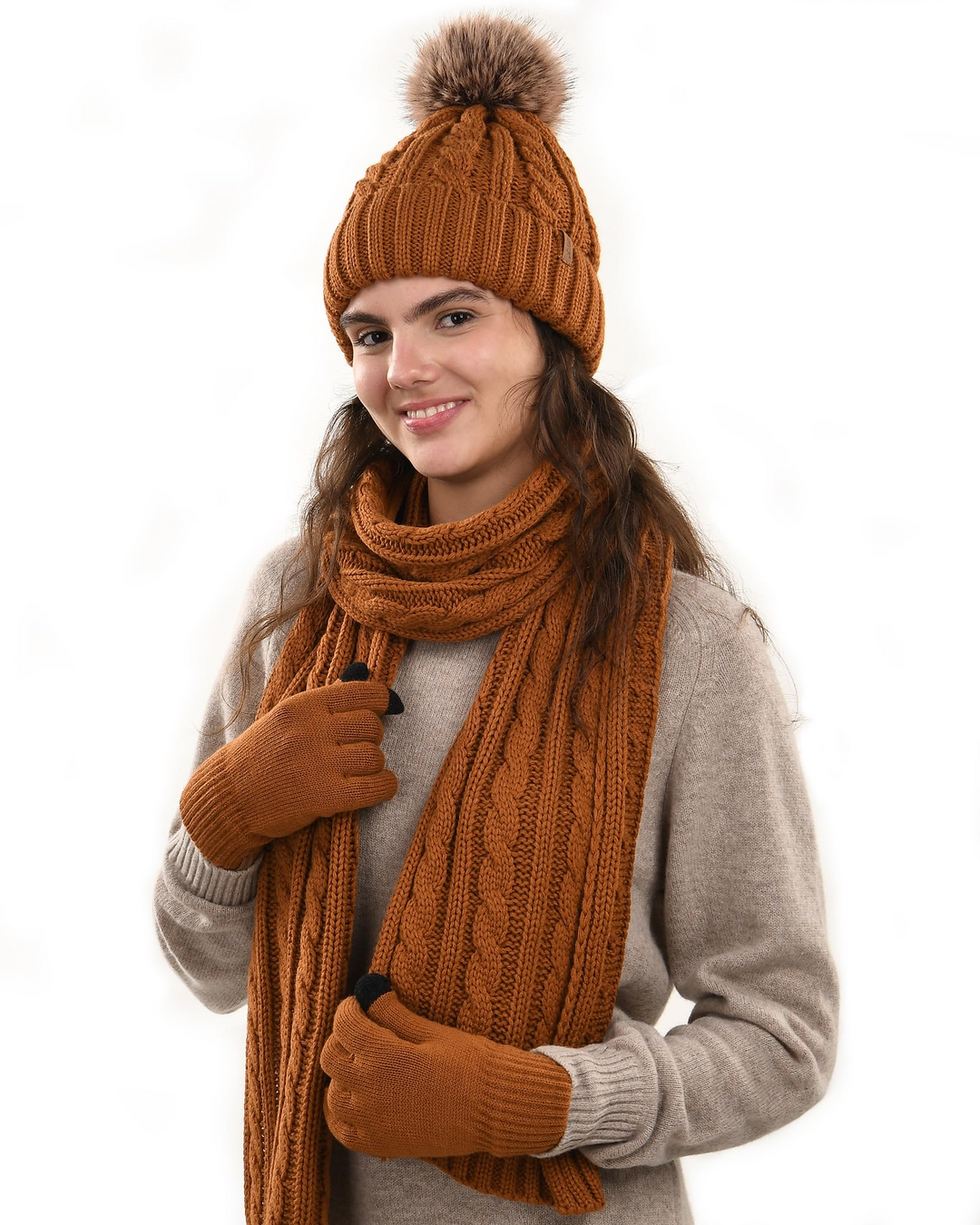 Winter Elegante set van muts-sjaal-handschoenen