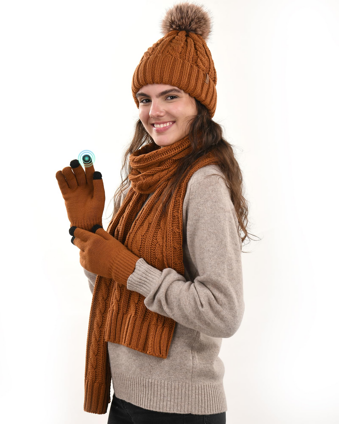 Winter Elegante set van muts-sjaal-handschoenen