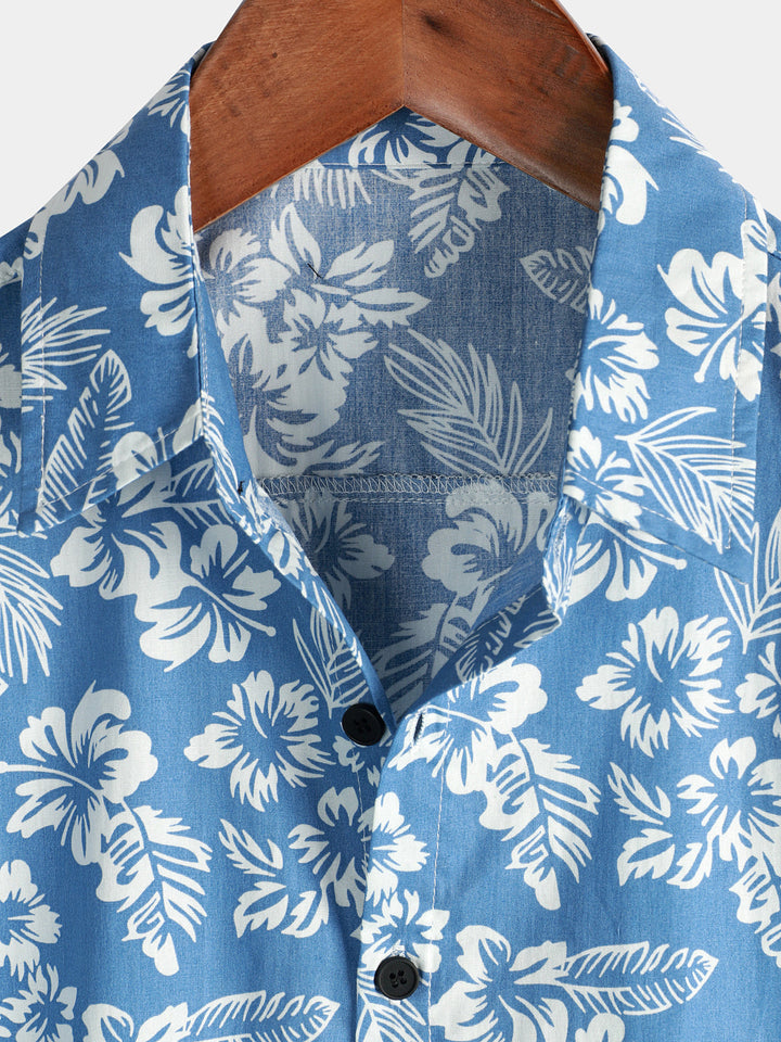 Hawaïblouse met korte mouwen en bloemenpatroon
