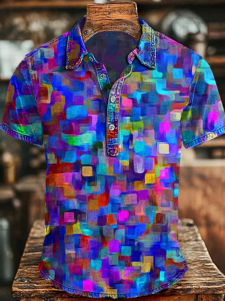 Tyler | Abstract Asymmetrisch Patchwork Overhemd