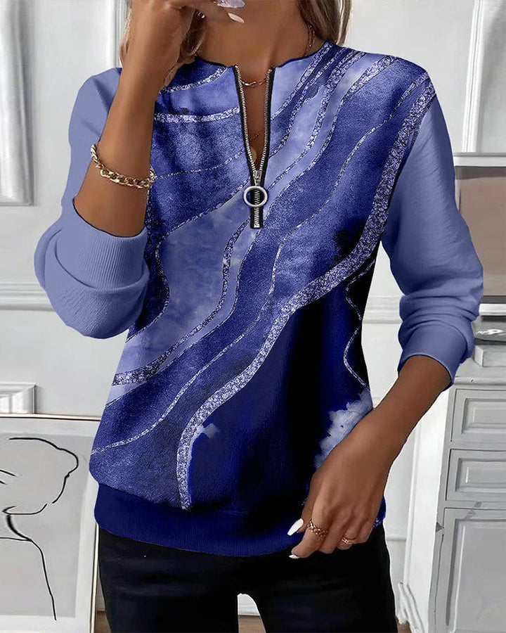 Vellaro™ – Half-zip Sweatshirt met Vintage Print