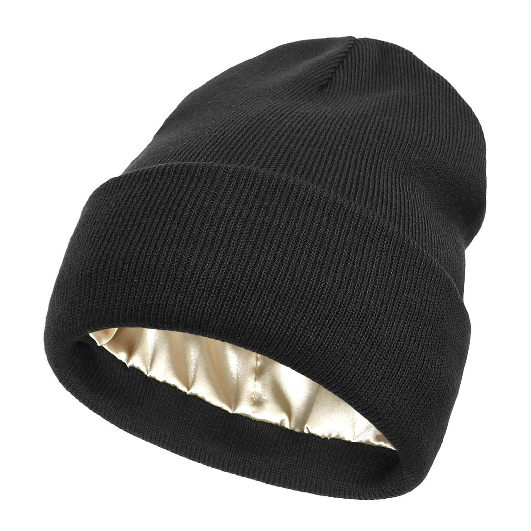 Satin-Lined Luxe Beanie – Winterwarmte, Haarvriendelijke Elegant