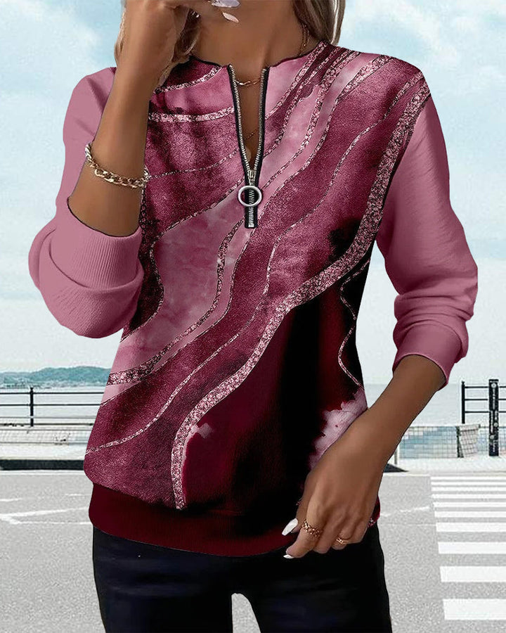 Vellaro™ – Half-zip Sweatshirt met Vintage Print