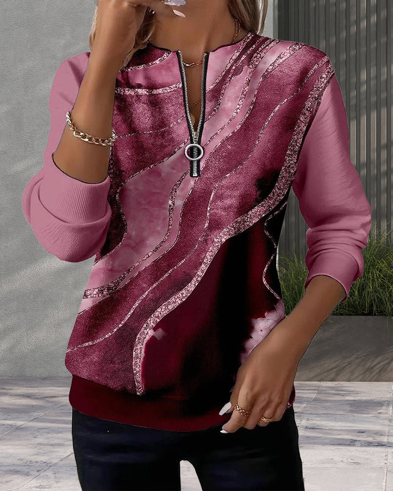 Vellaro™ – Half-zip Sweatshirt met Vintage Print