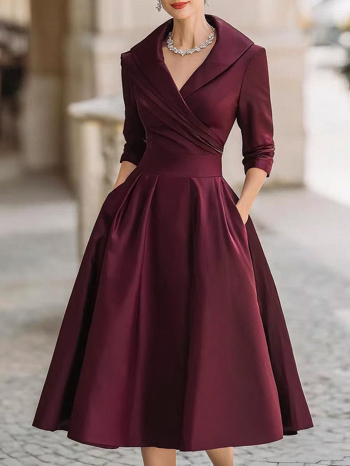 Dharmay | Elegante Lange Mouw Midi-jurk