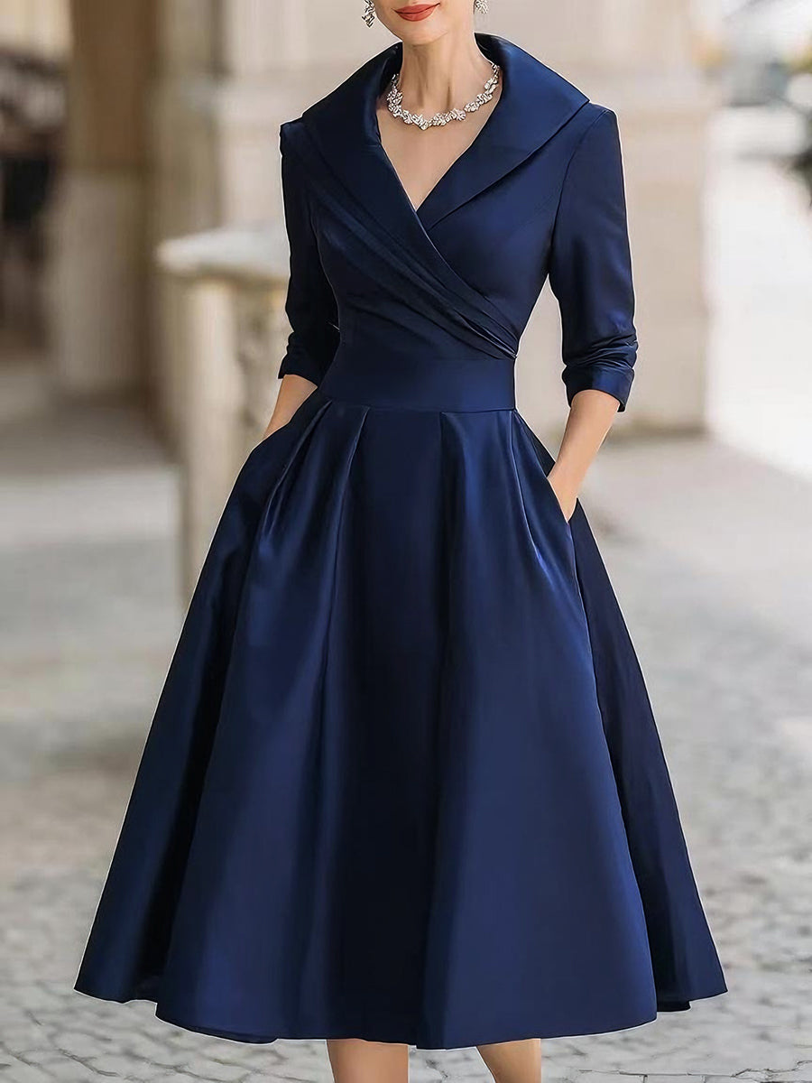 Dharmay | Elegante Lange Mouw Midi-jurk