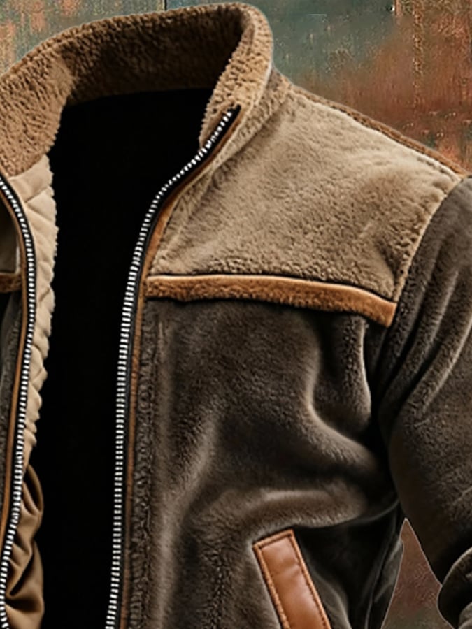 WARME VELVET EN KUNSTLEREN JAS MET POLAIRE VOERING