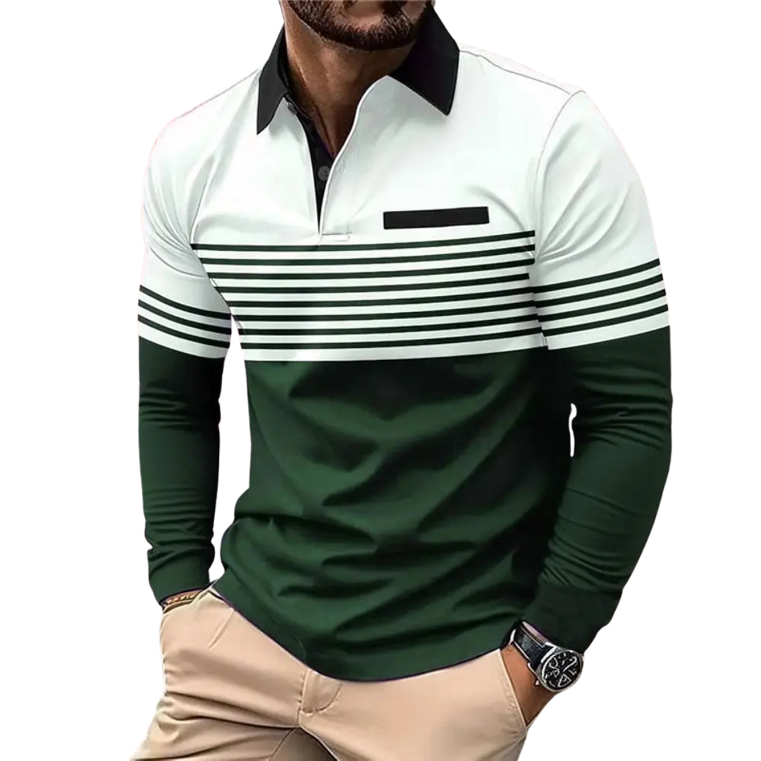 MALO | LANGE MOUW POLO MET LUXE STREPEN VOOR HEREN