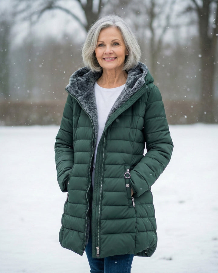 Elena – Gewatteerde winterjas met capuchon