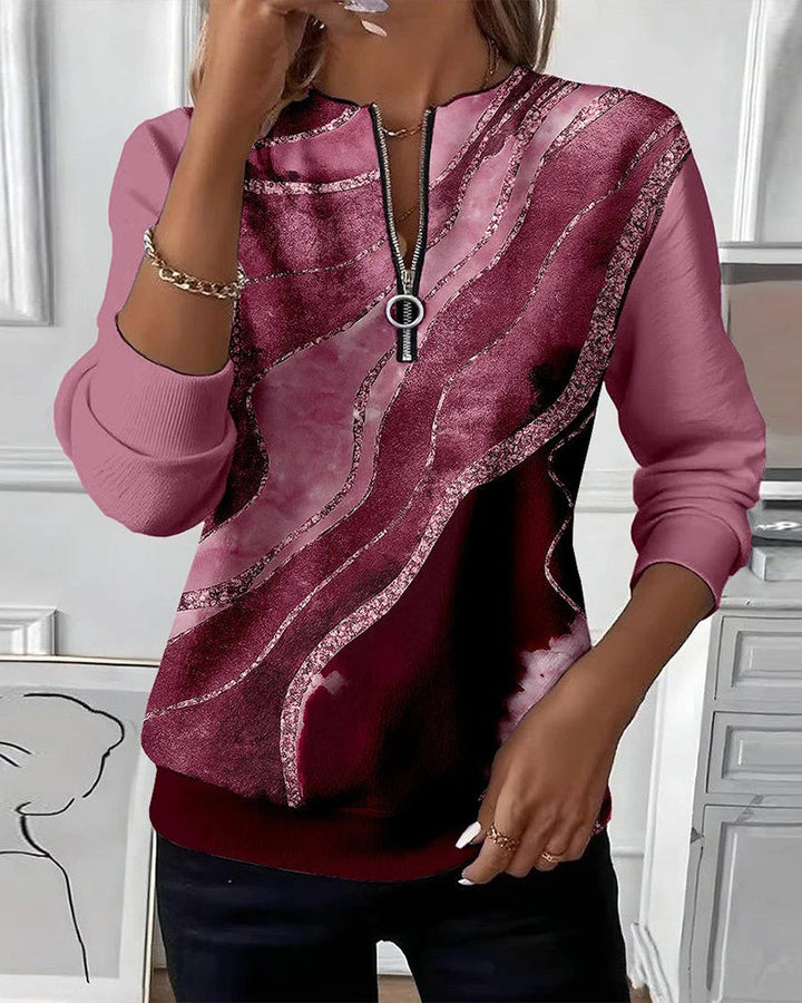 Vellaro™ – Half-zip Sweatshirt met Vintage Print
