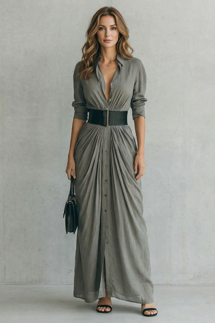 Solenzia | Geknoopte Draped Maxi Jurk
