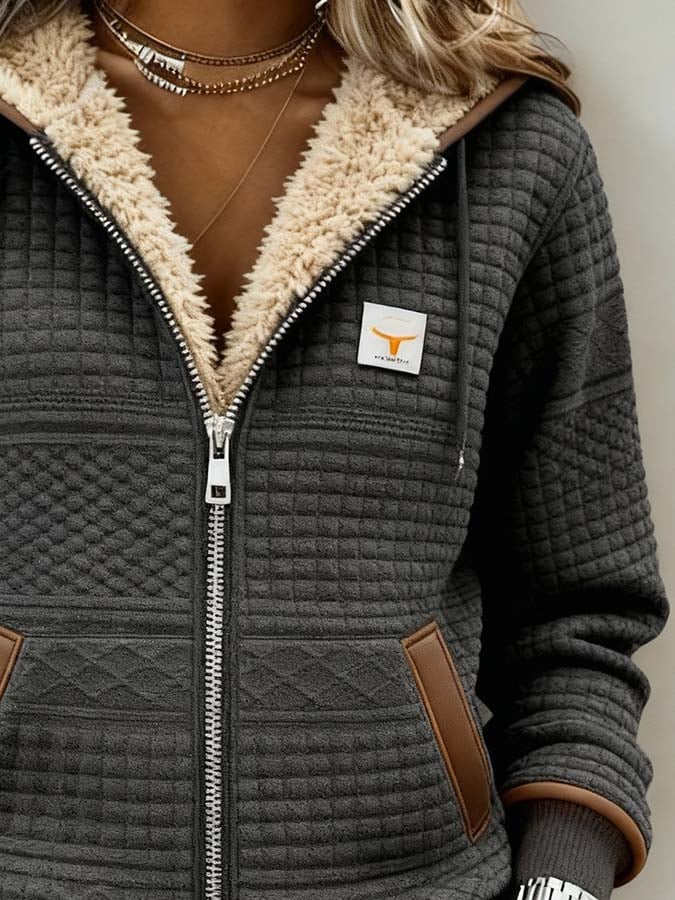 Casual damesjack in patchwork-stijl met kleurblokpatroon