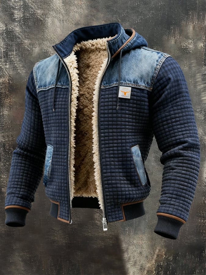 DONJACK MET MARINEBLAUWE QUILTING EN DENIMDETAILS
