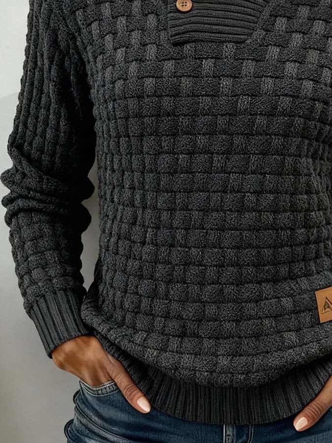 Dames vrijetijdspullover in effen kleur met opvallende kraag