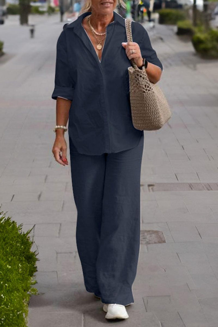 De Ontspannen Shirt & Broek Twee-Piece Set
