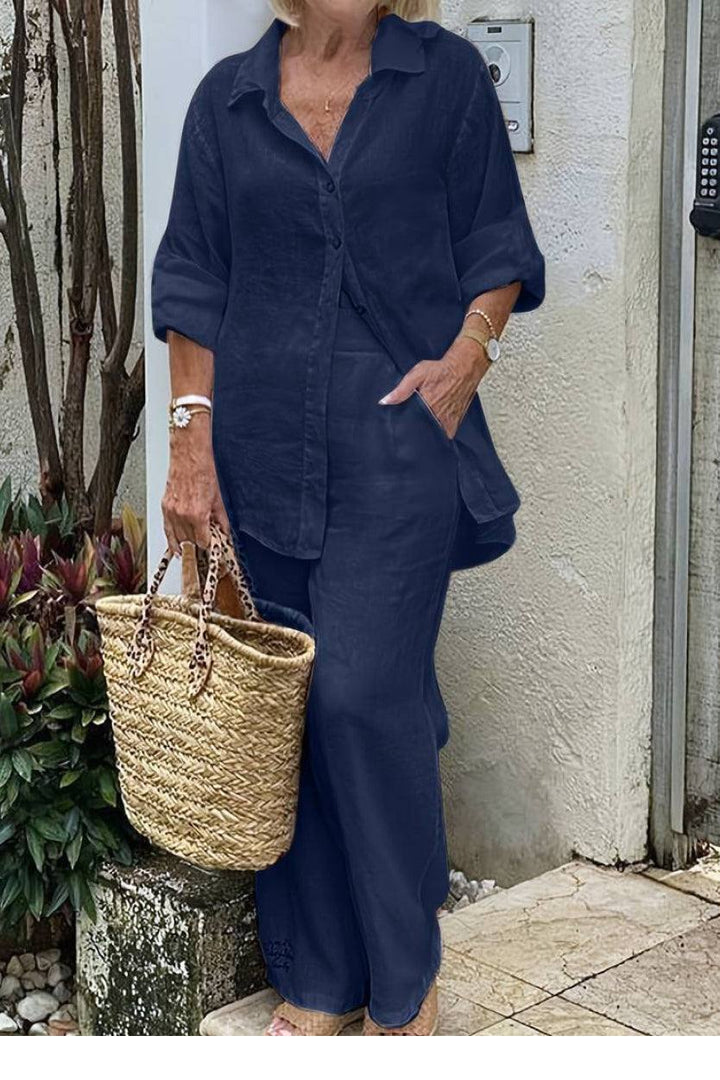 De Ontspannen Shirt & Broek Twee-Piece Set