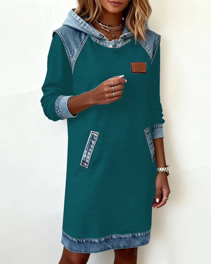 Hoodiejurk met contrasterende details