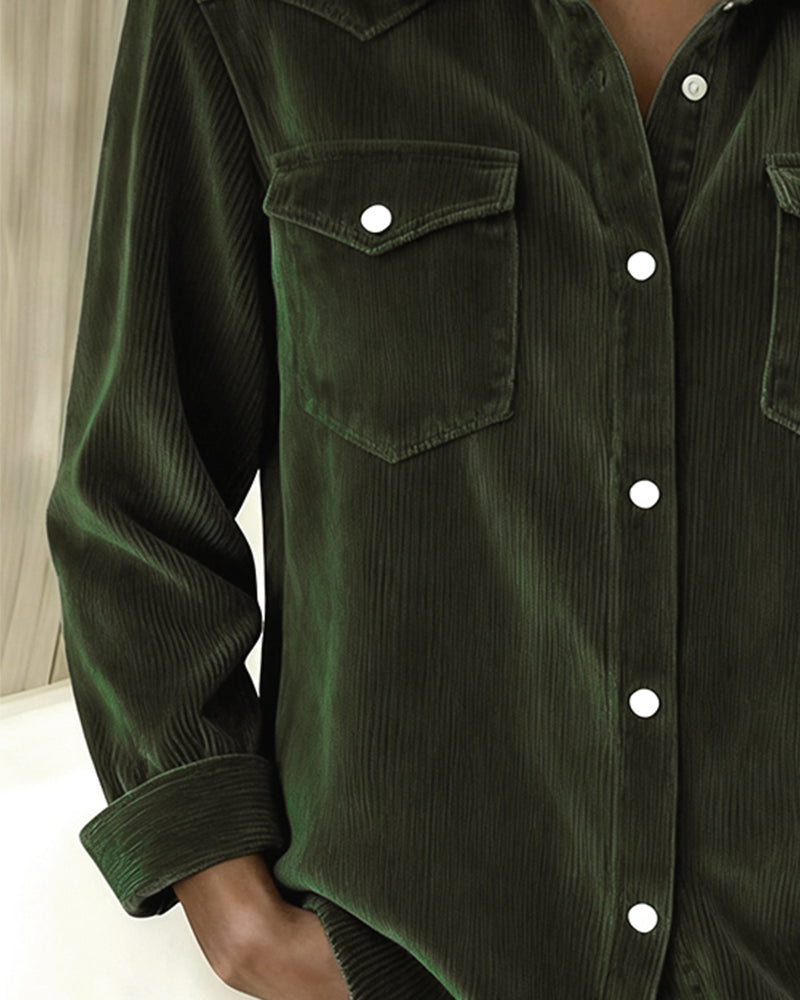 Modieuze Blouse met Revers en Knopen