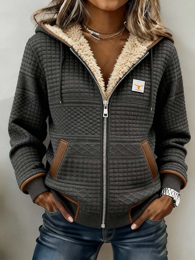 Casual damesjack in patchwork-stijl met kleurblokpatroon
