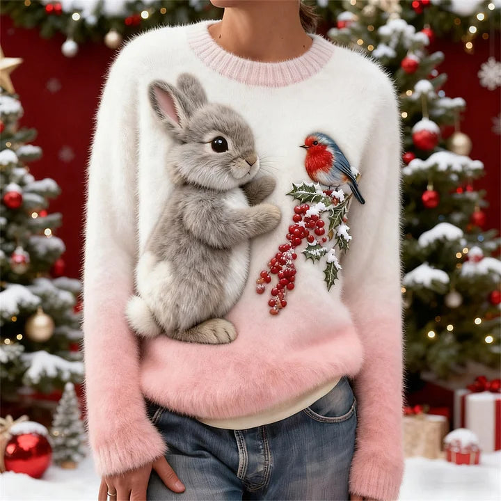 Suzette – Pluche Trui Met Kerstkonijn