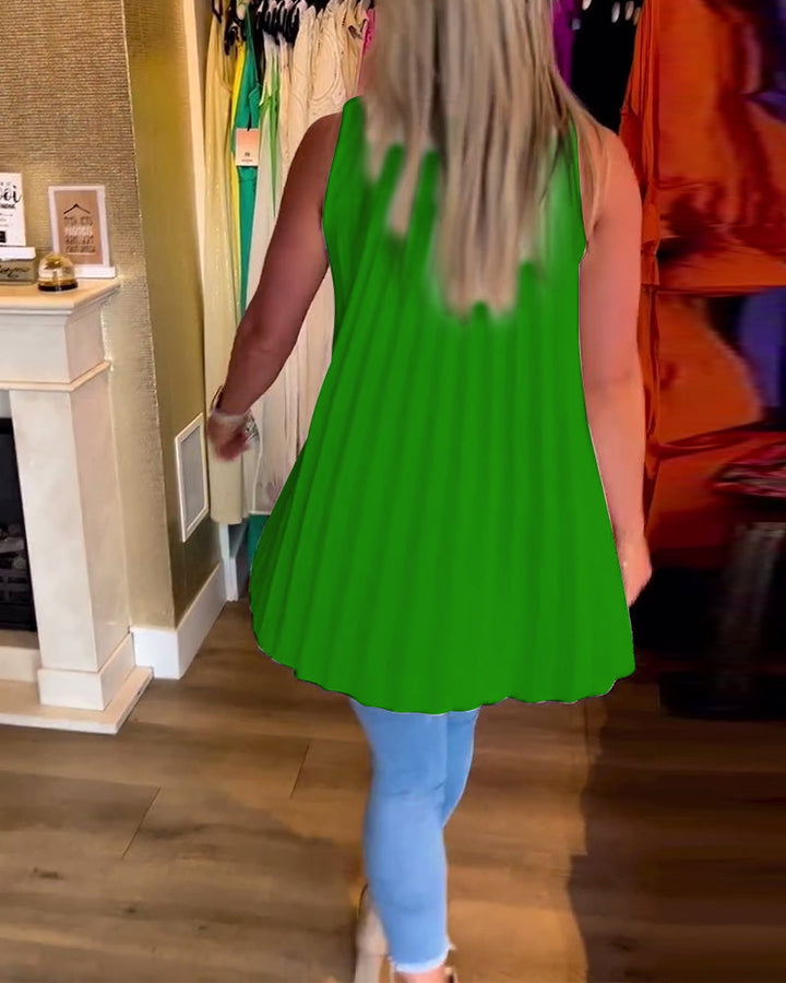 Mouwloze top met ruches en revers