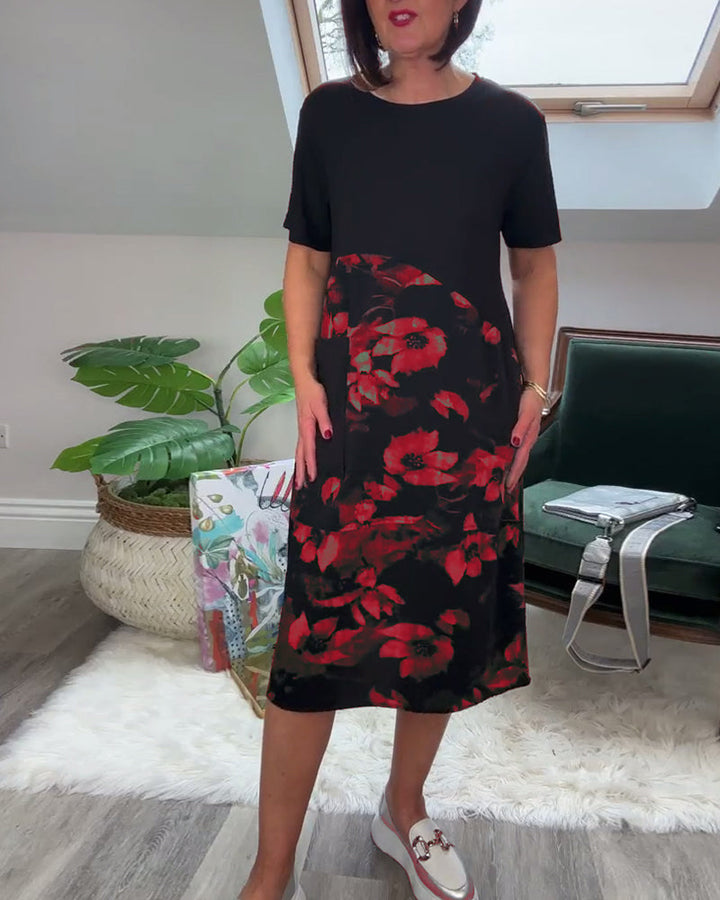 Patchworkjurk met Ronde Halslijn en Bloemenprint