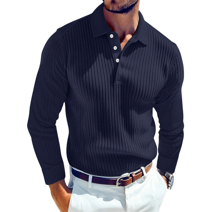 ADRIEN | RETRO POLO VAN LUXE BREIWERK MET RIBBELSTRUCTUUR