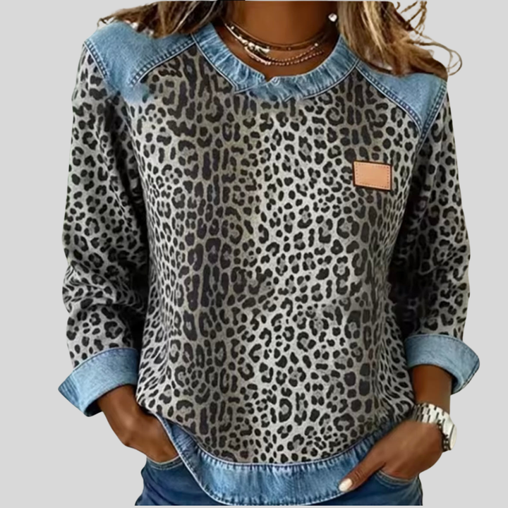 Livia™ | Gebreide Trui met Denim Kraag