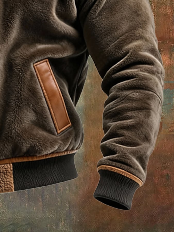 WARME VELVET EN KUNSTLEREN JAS MET POLAIRE VOERING