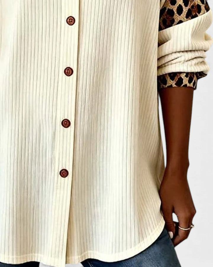 Oralynesse - Twee-Tone Overhemd met Luipaardprint Details