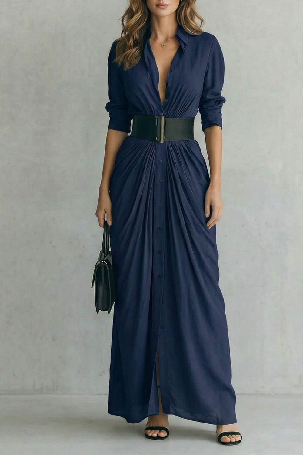 Solenzia | Geknoopte Draped Maxi Jurk