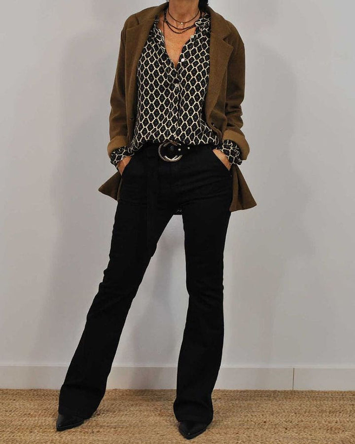 Relaxed V-Hals Midi-Shirt