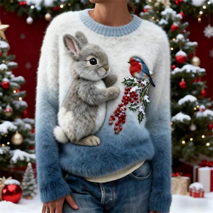 Suzette – Pluche Trui Met Kerstkonijn