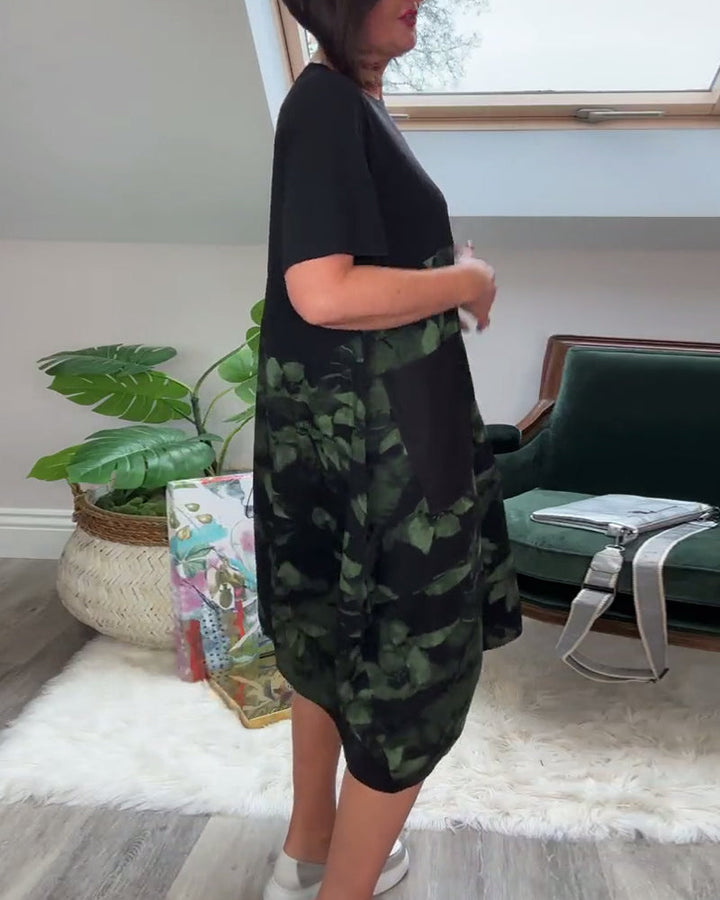 Patchworkjurk met Ronde Halslijn en Bloemenprint