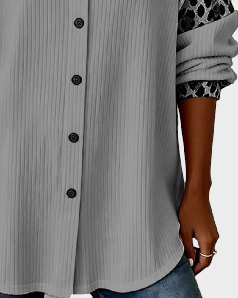 Oralynesse - Twee-Tone Overhemd met Luipaardprint Details