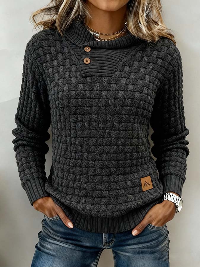 Dames vrijetijdspullover in effen kleur met opvallende kraag