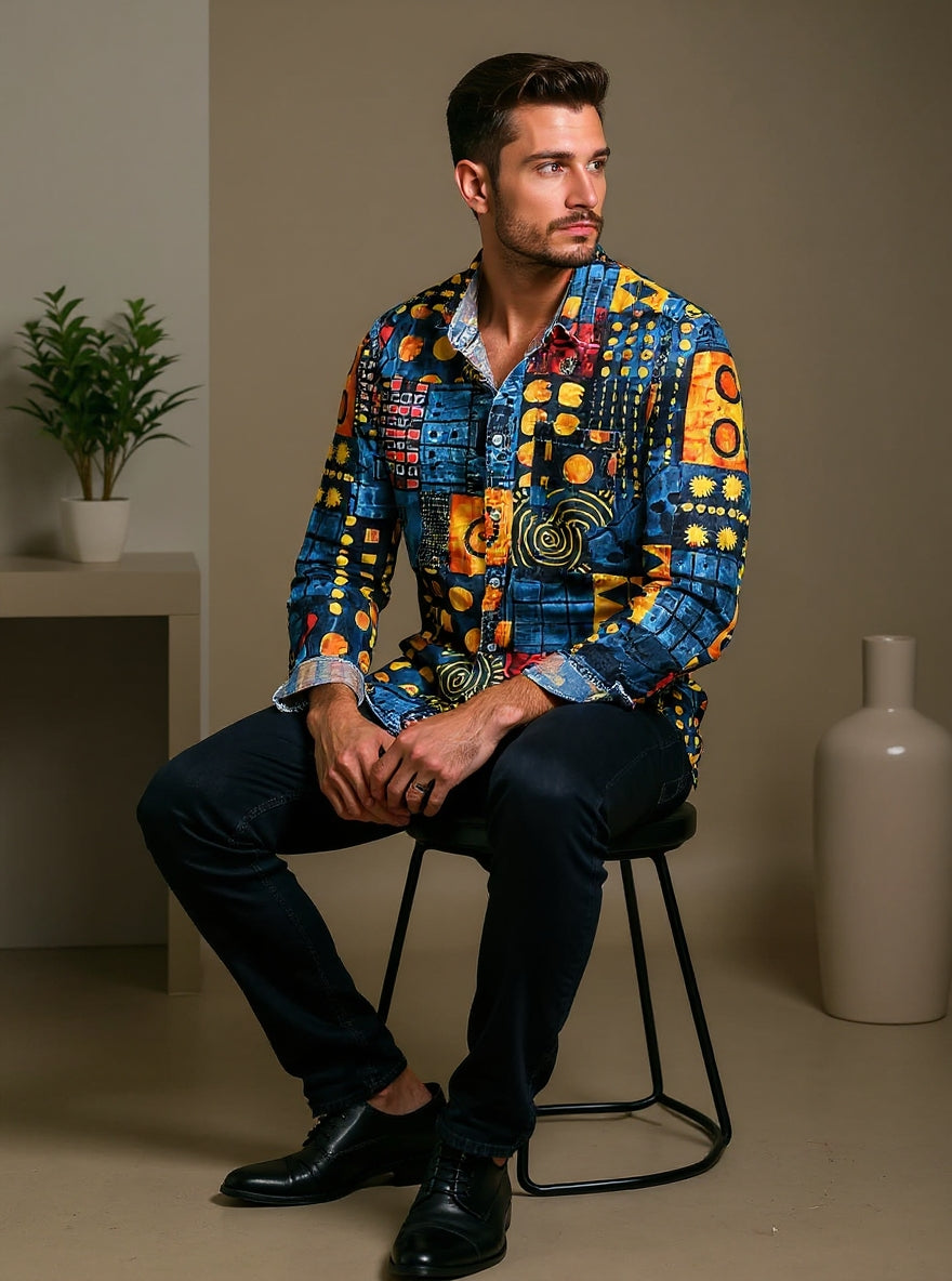 Frankie | Heren Kleurrijk Geometrisch Overhemd