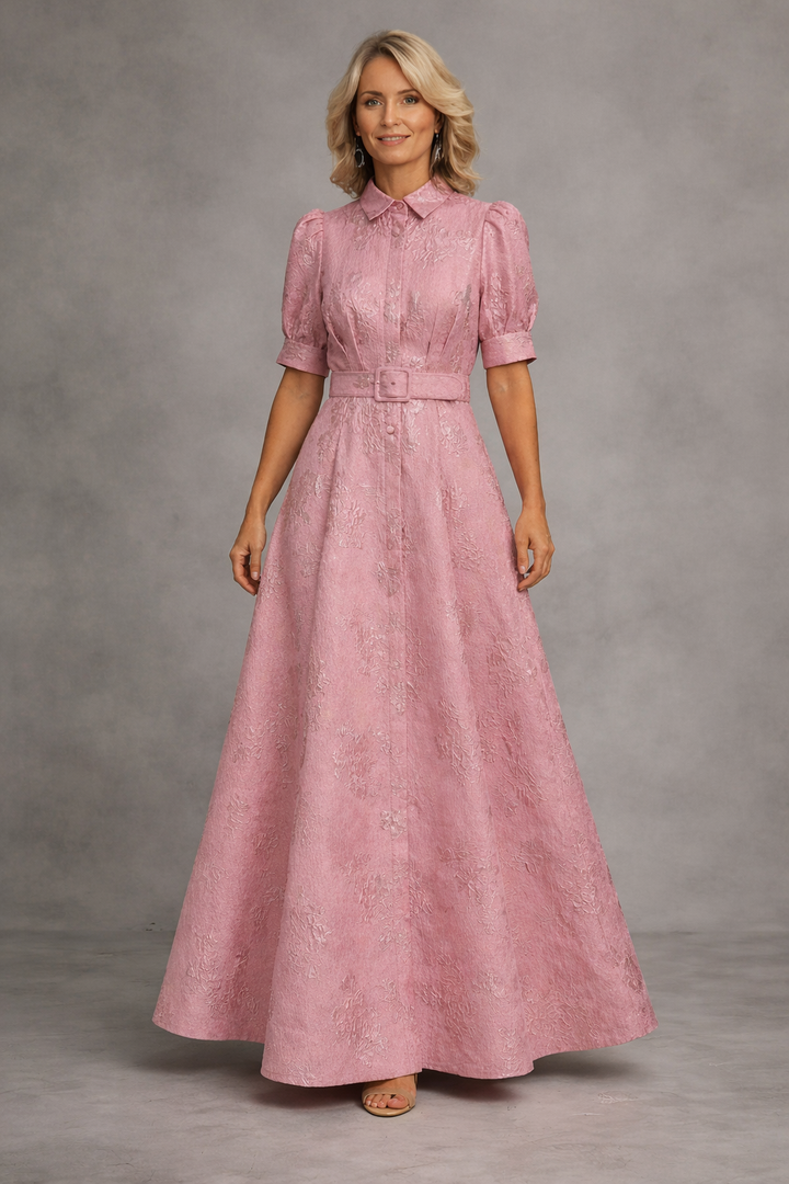 Roze | Gedrukt Maxidress met Ceintuur