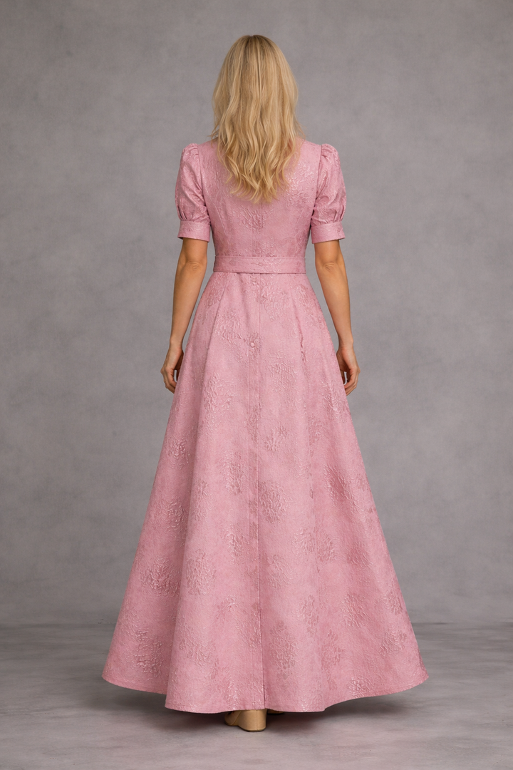 Roze | Gedrukt Maxidress met Ceintuur