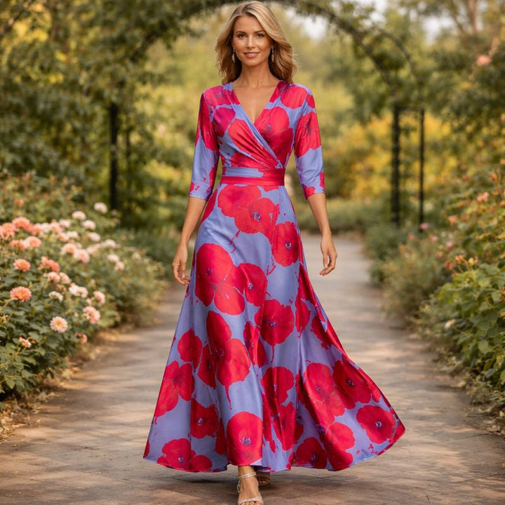 Lillian | Wikkel-Stijl Vloeiende Maxi-jurk