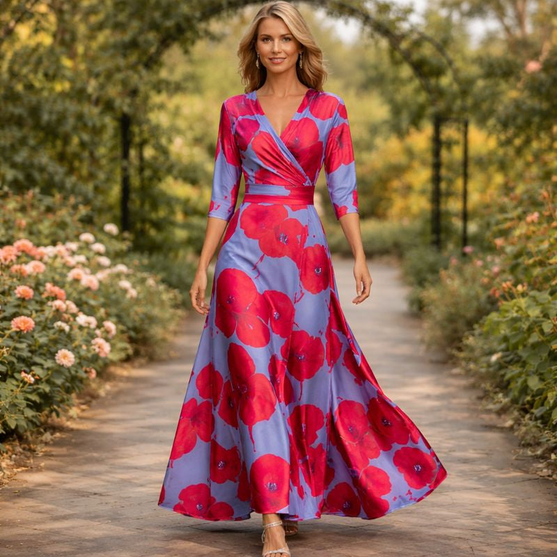 Lillian | Wikkel-Stijl Vloeiende Maxi Jurk